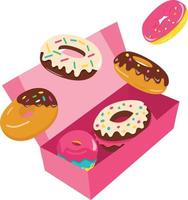 tekenfilmdoos met donuts vector