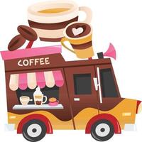 cartoon koffie food truck vector