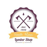 houtwinkel ronde vintage logo, embleem, houtwinkel vintage teken op wit, vectorillustratie vector