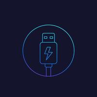 USB-oplaadstekkerpictogram, lijnvector vector
