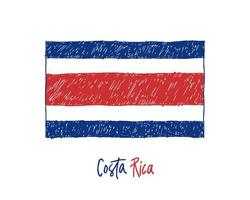 Costa Rica vlag realistische marker of potlood kleurenschets vector