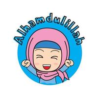 alhamdulillah - schattige hijab meisje sticker vector