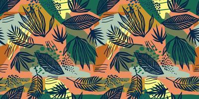 abstracte kunst naadloze patroon met tropische bladeren. modern exotisch ontwerp vector