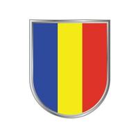 Roemenië of Tsjaad vlag met zilveren frame vector design