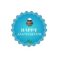 happy janmashtami hand belettering. traditionele hindoe festival janmashtami vectorillustratie. gemakkelijk te bewerken sjabloon voor typografieposter, spandoek, flyer, uitnodiging, enz. vector