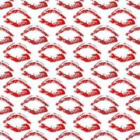 naadloze patroon rode lippenstift kus op witte achtergrond. lippen wordt afgedrukt vectorillustratie. perfect voor Valentijnsdag ansichtkaart, wenskaart, textielontwerp, inpakpapier, cosmeticapakket, enz. vector