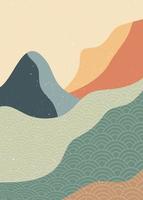 abstracte berglandschap poster. geometrische landschapsachtergrond in Aziatische Japanse stijl. vector illustratie