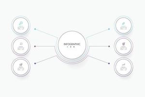 visualisatie van zakelijke gegevens. proces grafiek. abstracte elementen van grafiek, diagram met stappen, infographic sjabloon met 6 opties. vectorillustratie. vector