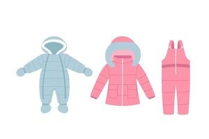 set winterjas en overalls voor kinderen. warme kleding elementen vector