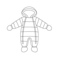 baby overall voor de winter. line art sneeuwpak met capuchon. vector