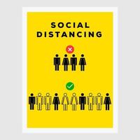 social distancing. corona virus epidemie beschermend teken lijn kunst vector poster illustratie ontwerp