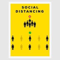 sociale afstand teken lijn kunst vector poster illustratie ontwerp