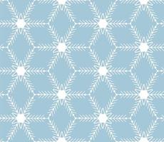 winter naadloze patroon sneeuwvlokken in geometrische stijl, wit op een blauwe achtergrond. decor voor Kerstmis en Nieuwjaar. ontwerp van textiel, inpakpapier, kaarten, banners. vector illustratie