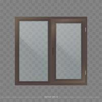 donkerbruin metaal-kunststof venster met transparante glazen. modern raam in een realistische stijl. vector. vector
