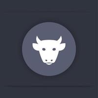 vee pictogram, vee boerderij pictogram, koe hoofd vooraanzicht, vee ranch platte pictogram, vectorillustratie vector