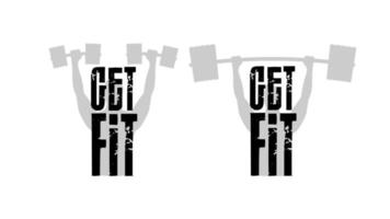 fit-logo krijgen. logo op een sportthema. goed voor banners, prints, t-shirts of stickers met sportthema. geïsoleerd. vector. vector