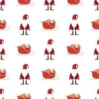 naadloos patroon met rode sleeën en de kerstman. feestelijk patroon. geschikt voor ansichtkaarten, boeken en posters. vectorillustratie. vector