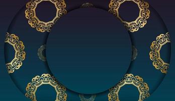 blauwe gradiëntbanner met luxe gouden ornament voor ontwerp onder uw logo vector