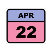 22 april Date on a Single Day Calendar vector