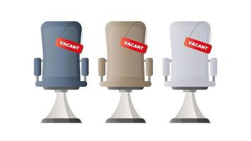 vacante plaats. vintage marineblauwe fauteuil. leeg teken. werknemer zoeken en open vacature concept. vector. vector