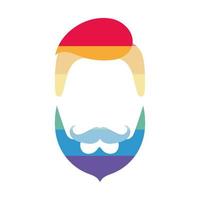 mannelijke gezichtscontour met lgbt-kleuren. logo man met een baard voor lgbt-thema's. vector. vector