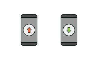 smartphone en upload downloadpictogram vectorontwerp vector