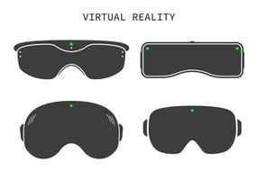 set van vr-bril platte pictogram. vr-brilapparaat voor computerspel. headset van virtuele realiteit. vector