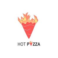 bbq pizza-logo voor caféverpakking en restaurantmenu. fastfood-logo met moderne vlakke stijl vectorillustratie. hot pizza-logo voor italiaanse pizzeria met pizzarestaurant in minimalistische stijl. vector