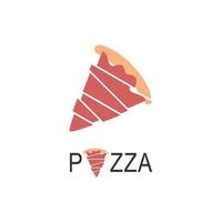 eenvoudig pizza-logo voor caféverpakking en restaurantmenu. fastfood-logo met moderne vlakke stijl vectorillustratie. pizza slice-logo voor Italiaanse pizzeria met minimalistisch pizzarestaurant in platte stijl vector