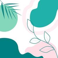 abstracte botanische en organische bladeren vorm sjabloon met vorm roze en groen. universele sjabloon voor uitnodiging, producten advertentie, wenskaart, flyers, nieuwsbrief, branding design, dekking. vector