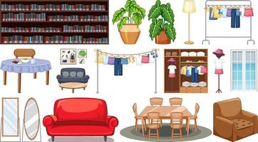 set interieurmeubels en decoraties vector