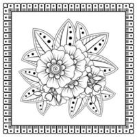 mehndi bloem voor henna, mehndi, tatoeage, decoratie. decoratief ornament in etnische oosterse stijl, doodle ornament, schets hand tekenen. kleurboek pagina. vector