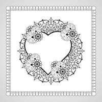 hand getekend hart met mandala. decoratie in etnisch oosters doodle ornament vector