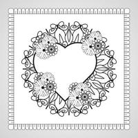 hand getekend hart met mandala. decoratie in etnisch oosters doodle ornament vector