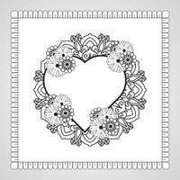 hand getekend hart met mandala. decoratie in etnisch oosters doodle ornament vector