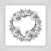 hand getekend hart met mandala. decoratie in etnisch oosters doodle ornament vector