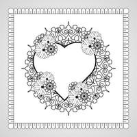 hand getekend hart met mandala. decoratie in etnisch oosters doodle ornament vector