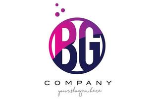 bg bg cirkel letter logo-ontwerp met paarse stippen bubbels vector