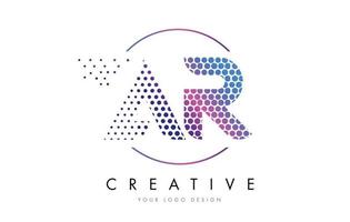 ar ar roze magenta gestippelde zeepbel brief logo ontwerp vector