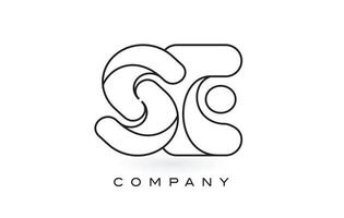 se monogram letter logo met dunne zwarte monogram omtrek contour. moderne trendy brief ontwerp vector. vector