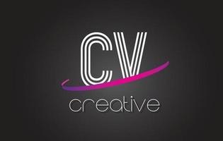 cv cv brief logo met lijnen ontwerp en paarse swoosh. vector