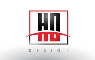 hd hd-logo letters met rode en zwarte kleuren en swoosh. vector