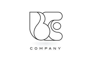 be monogram letter logo met dunne zwarte monogram omtrek contour. moderne trendy brief ontwerp vector. vector