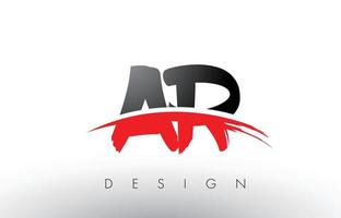 ar ar brush logo letters met rode en zwarte swoosh brush voorkant vector