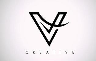 v brief ontwerp logo. letter v pictogram logo met moderne swoosh vector