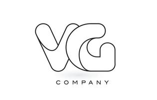 vg monogram letter logo met dunne zwarte monogram omtrek contour. moderne trendy brief ontwerp vector. vector