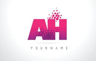 ah ah letter-logo met roze paarse kleur en deeltjes stippen ontwerp. vector