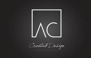 ac vierkant frame letter logo-ontwerp met zwarte en witte kleuren. vector