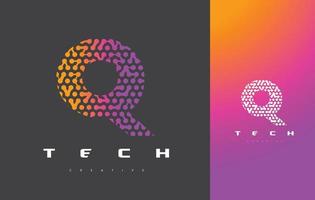 q letter logo-technologie. verbonden stippen brief ontwerp vector. vector