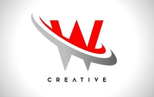 letter w-logo. w brief ontwerp vector met rood grijze swash vector